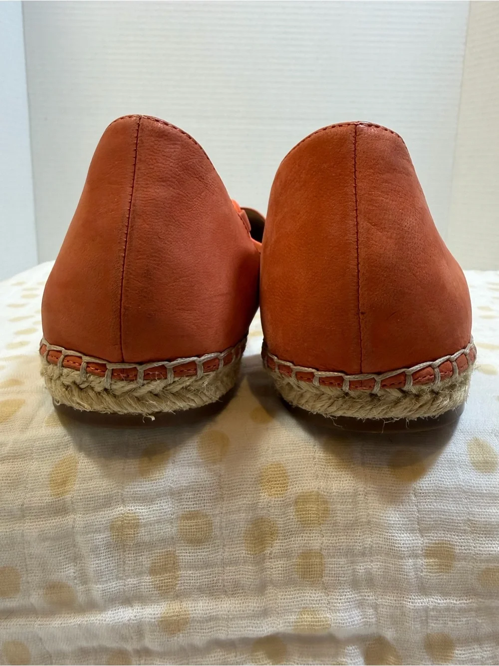 Eileen Fisher Coral Leather Espadrille Flats with Strappy Sides 9.5 Burnt Orange